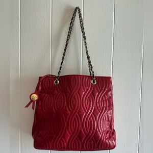 Rare Vintage 90’s Fendi Red Lambskin Soft Leather Crossbody Handbag Bag